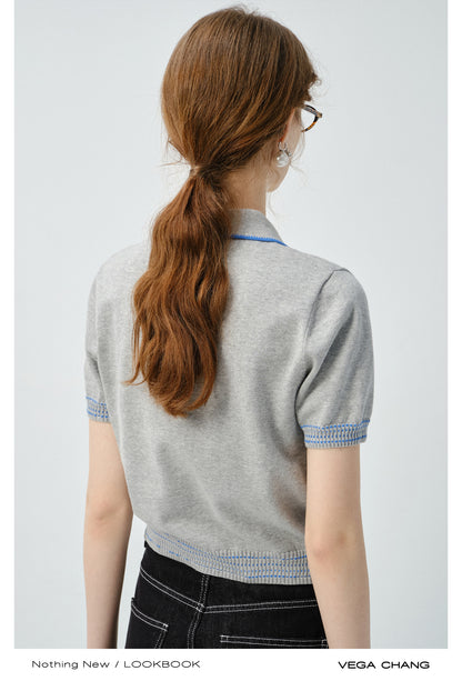 Round Neck Contrast Stitch Sweater