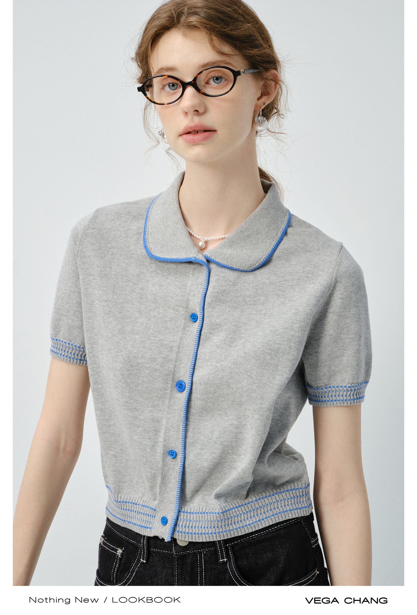 Round Neck Contrast Stitch Sweater