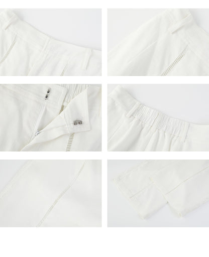 Lace-Striped Sheer Trousers