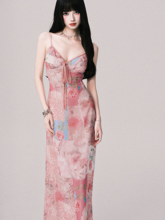Patchwork Print Slip Dress