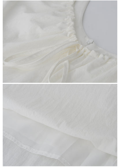 Gathered Neck Bubble Sleeve Dress