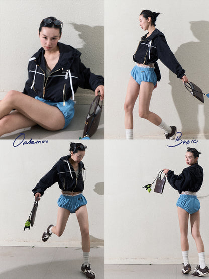 Puff Shorts With Lace Detail