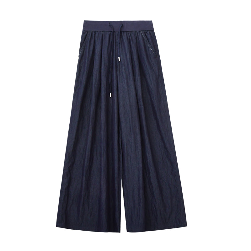 Breathable High Waist Wide-Leg Drawstring Pants