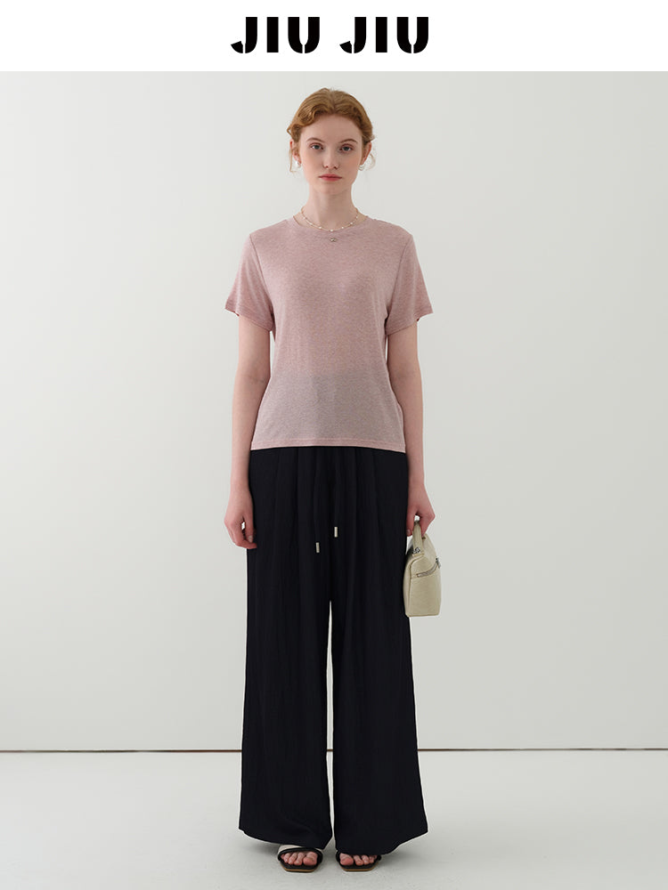 Breathable High Waist Wide-Leg Drawstring Pants
