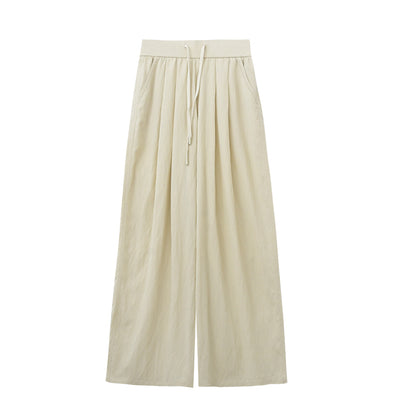 Breathable High Waist Wide-Leg Drawstring Pants