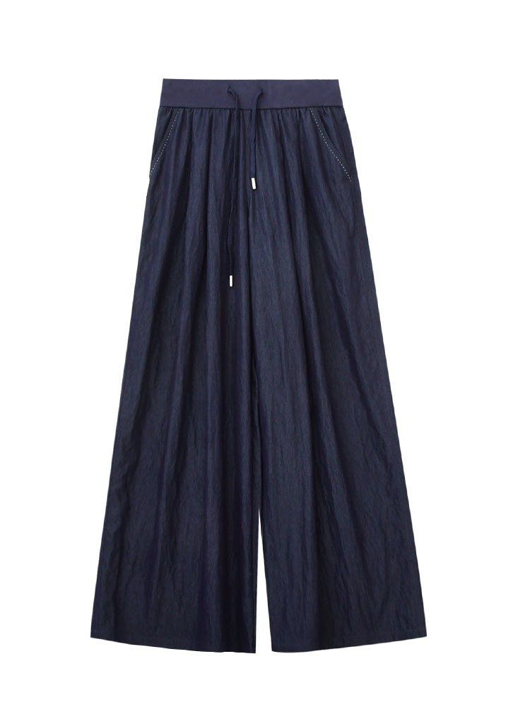 Breathable High Waist Wide-Leg Drawstring Pants