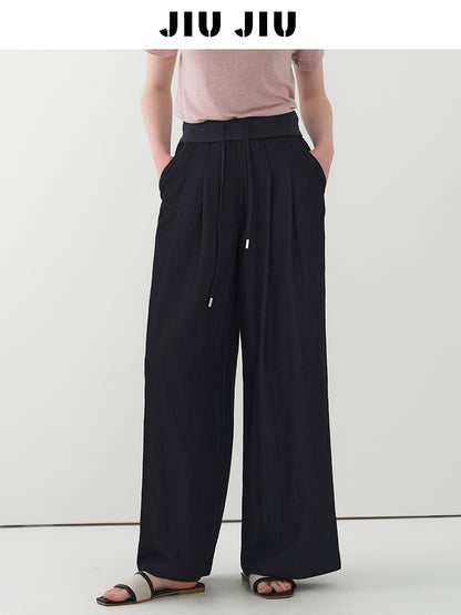 Breathable High Waist Wide-Leg Drawstring Pants