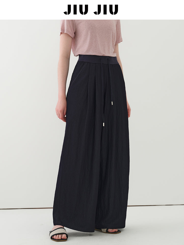 Breathable High Waist Wide-Leg Drawstring Pants