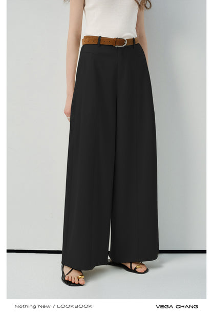 High-Waist Wide-Leg Pants In Natural Fabric