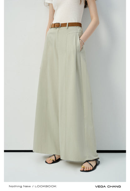 High-Waist Wide-Leg Pants In Natural Fabric