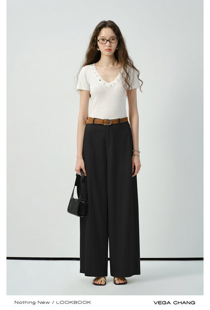 High-Waist Wide-Leg Pants In Natural Fabric