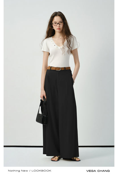 High-Waist Wide-Leg Pants In Natural Fabric