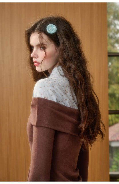 Bunny Print Layered-Look Top & Ruffled Skirt