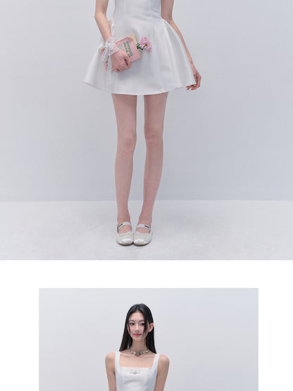 Wedding-Inspired Sleeveless Glossy Satin Dress