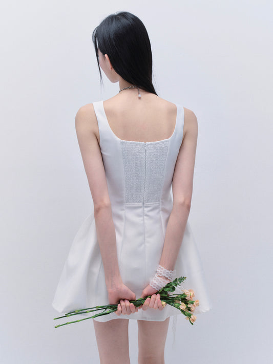 Wedding-Inspired Sleeveless Glossy Satin Dress