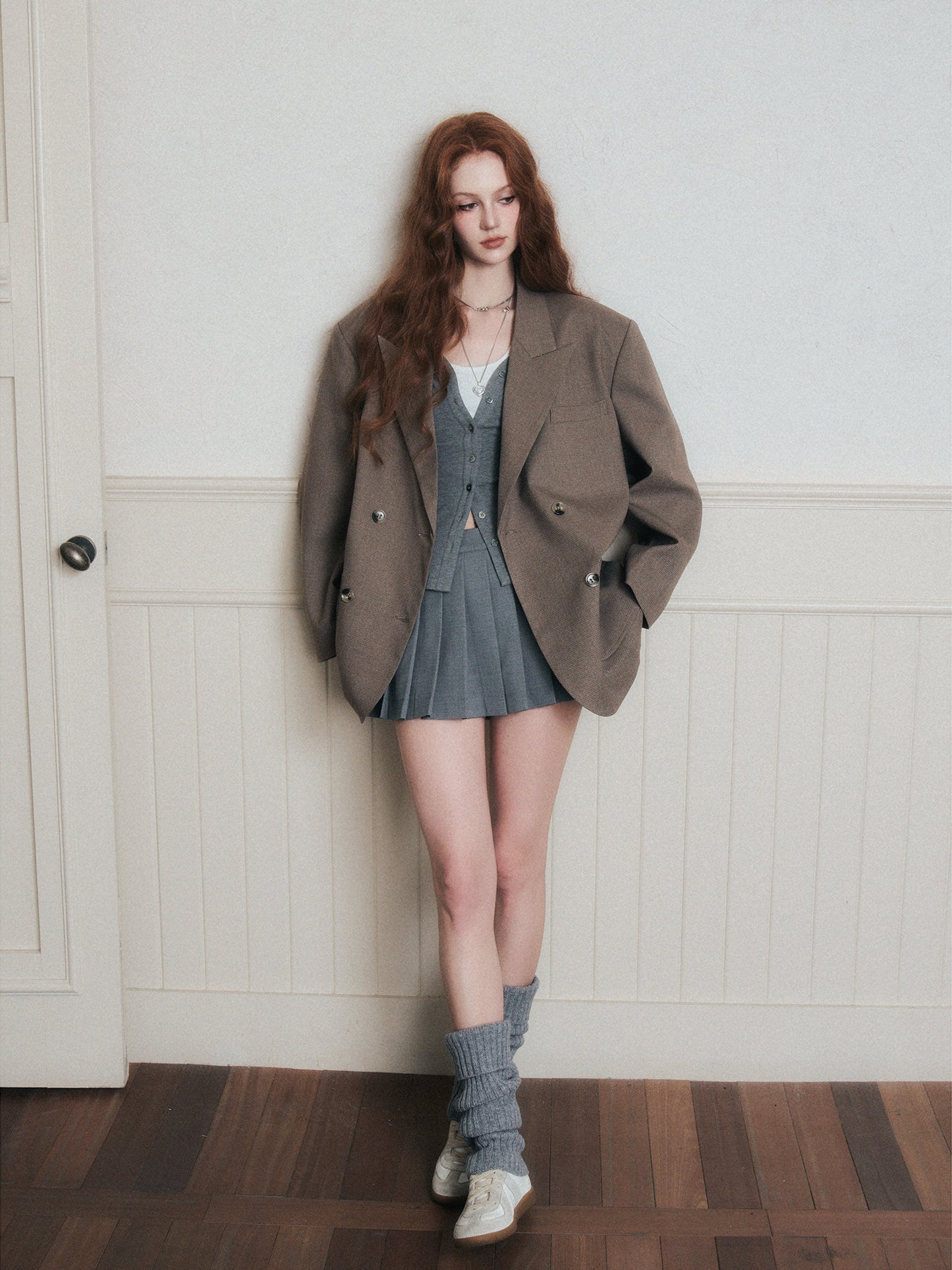 Double-Breasted Peak Lapel Blazer Jacket