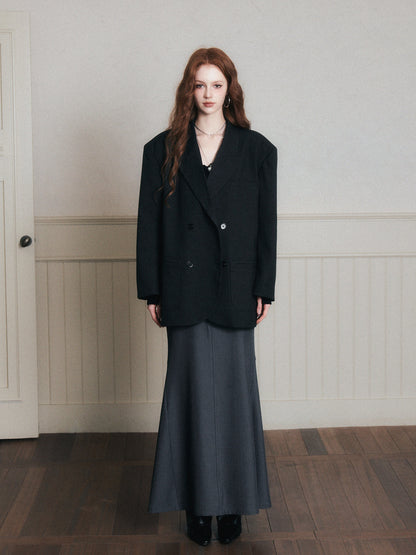 Double-Breasted Peak Lapel Blazer Jacket