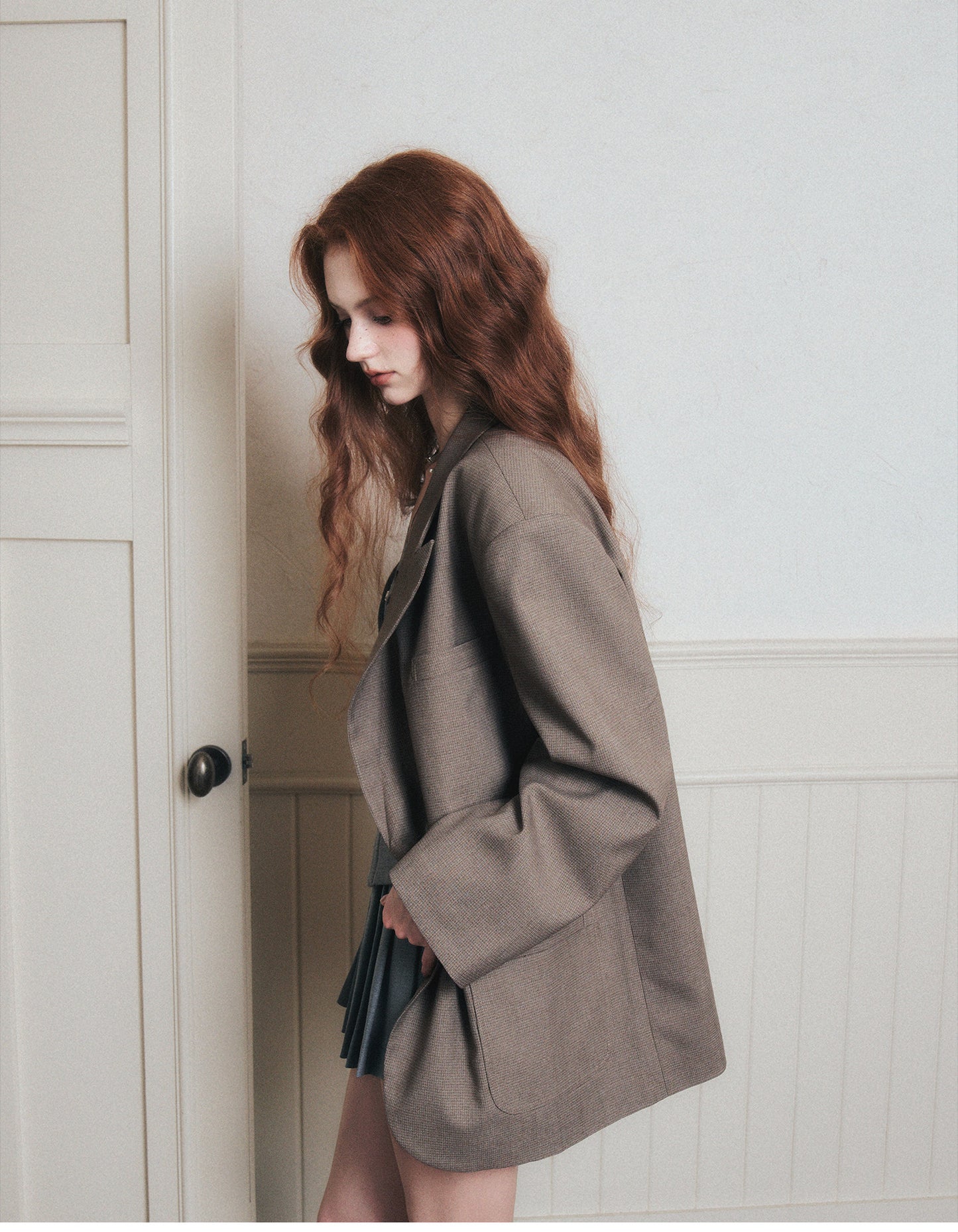 Double-Breasted Peak Lapel Blazer Jacket