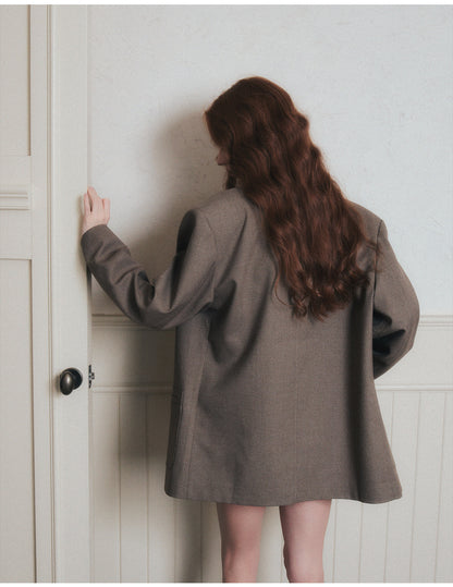 Double-Breasted Peak Lapel Blazer Jacket