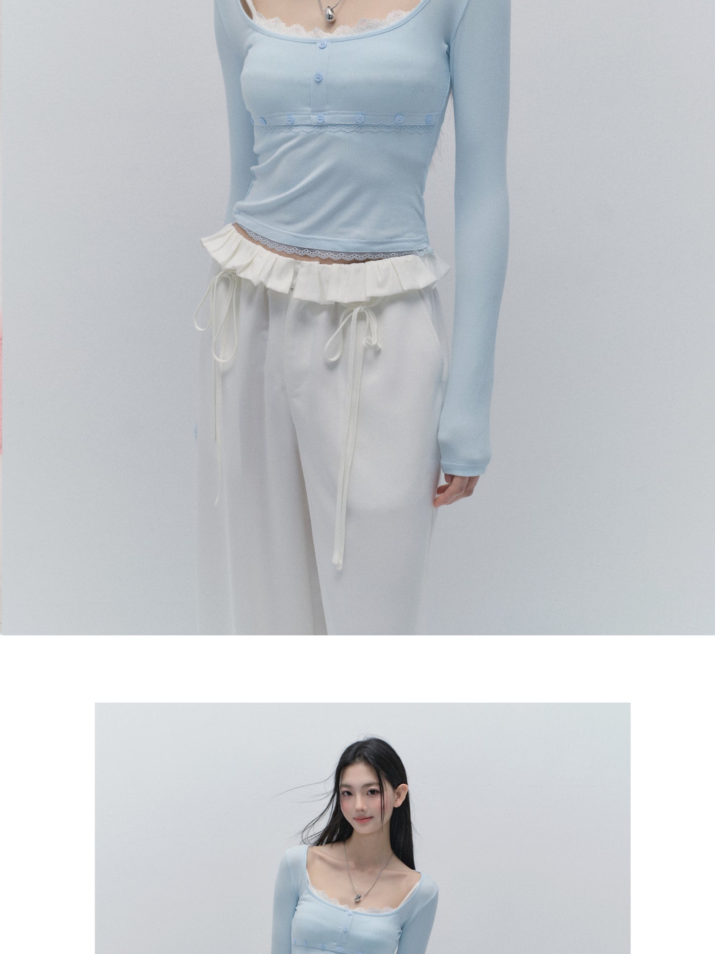 Slim Fit Top With Ballet Neck And Button Detail