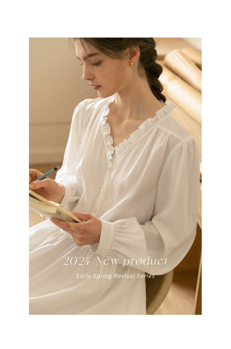 Ruffle Neck Puff Sleeve Crinkled Maxi Dress