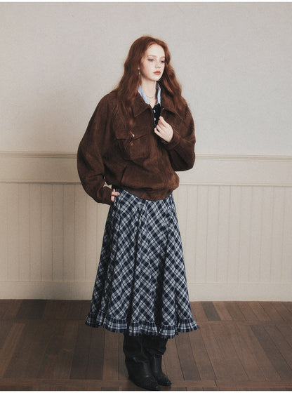 Ruffled Diamond Plaid Skirt