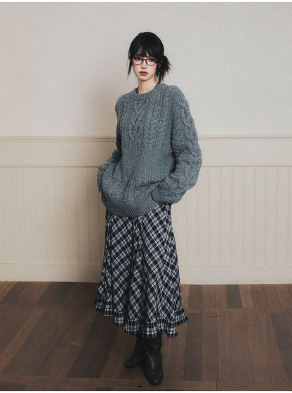 Ruffled Diamond Plaid Skirt