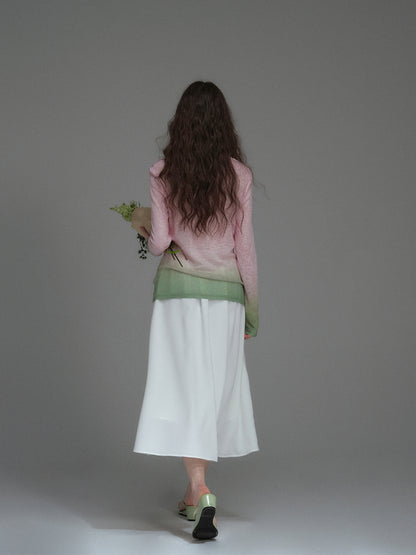 Elastic-Waist Midi Lace Skirt With Scallop Hem