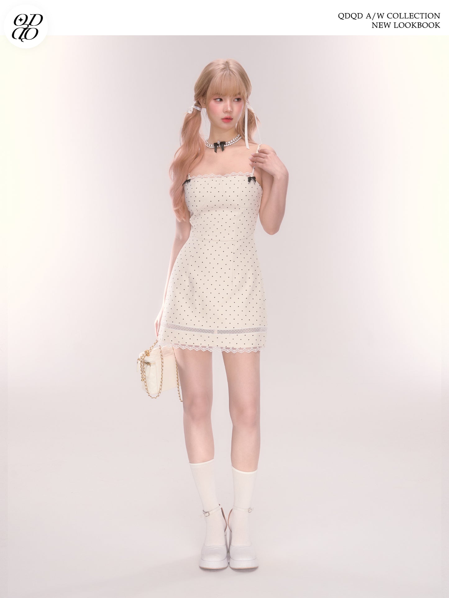 Polka Dot Mini Skirt With Lace Detail
