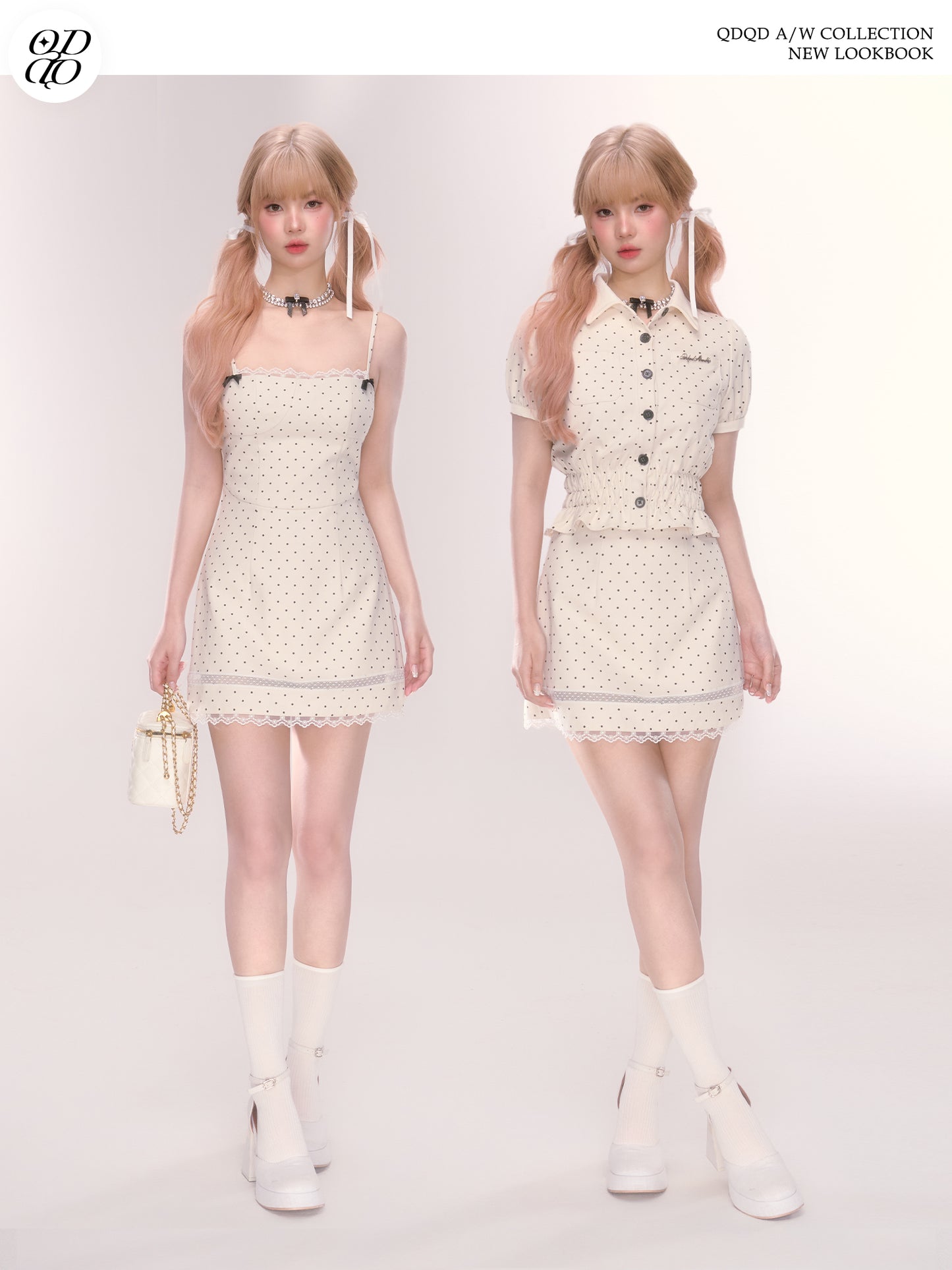 Polka Dot Mini Skirt With Lace Detail