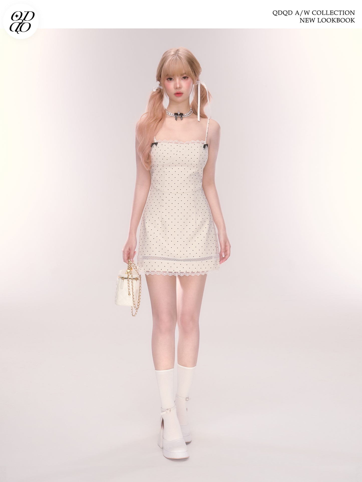 Polka Dot Mini Skirt With Lace Detail