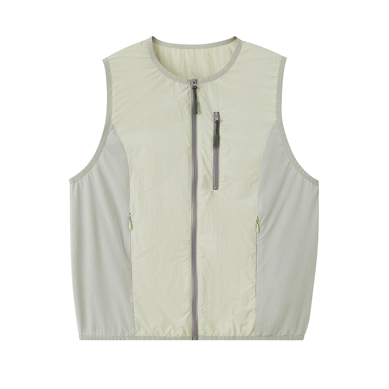 Nylon Zip-Up Utility Vest With Bow Print