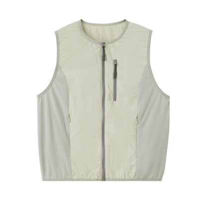 Nylon Zip-Up Utility Vest With Bow Print