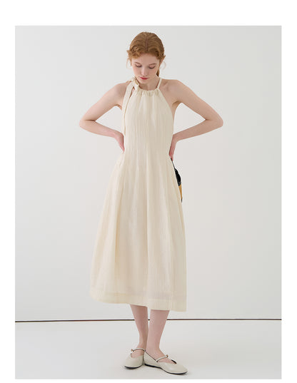 Gathered Halter Neck Textured Dress