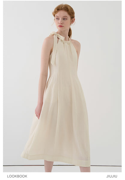 Gathered Halter Neck Textured Dress