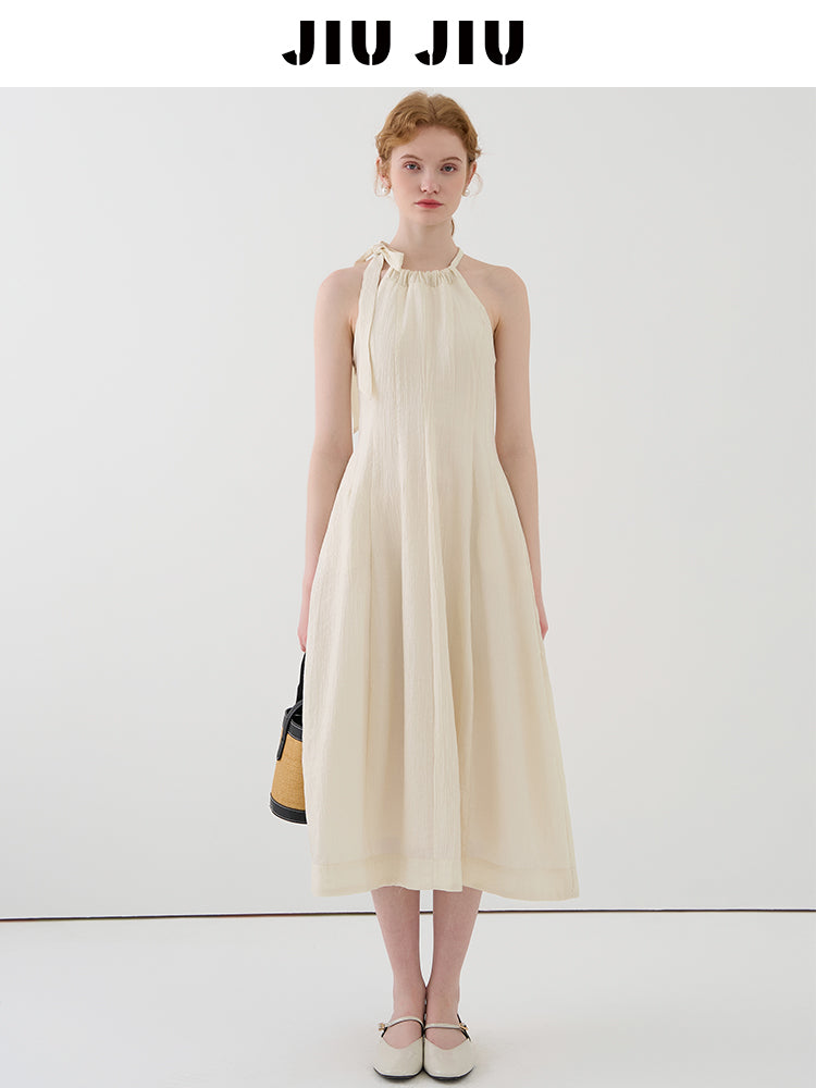 Gathered Halter Neck Textured Dress