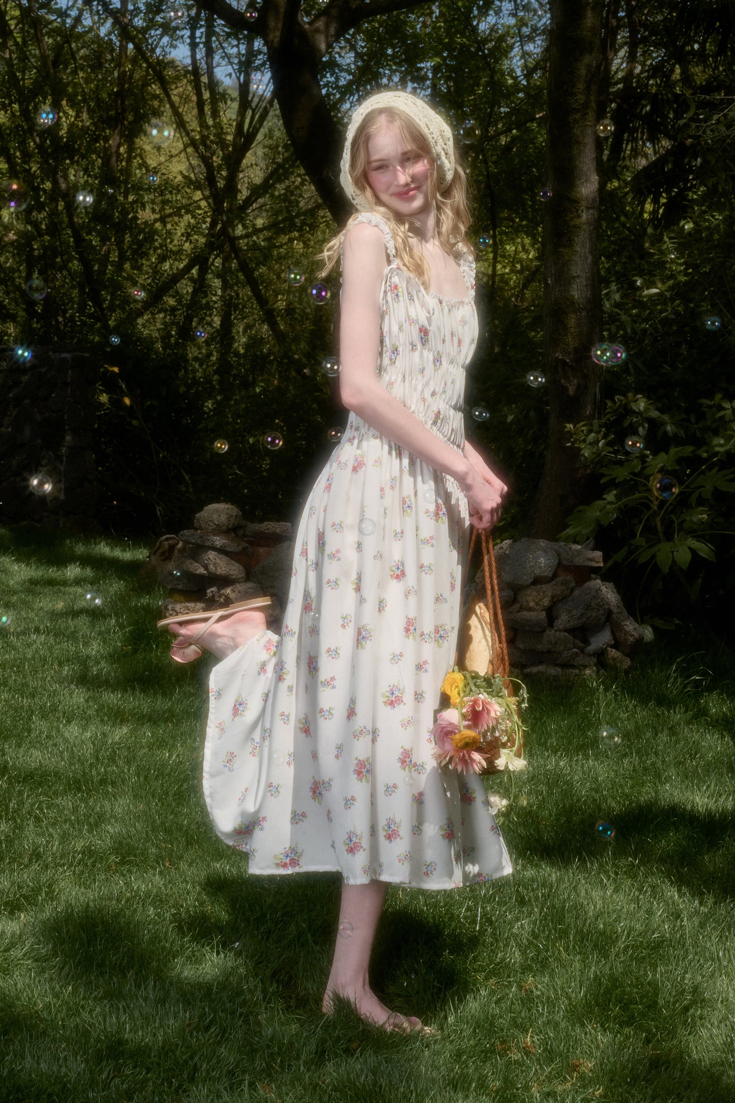 Asymmetric Sleeveless Floral Ruched Dress