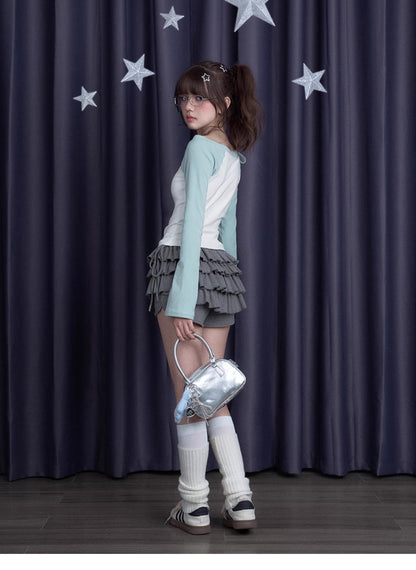 Off-Shoulder T-Shirt With Star Charm Tie Strap