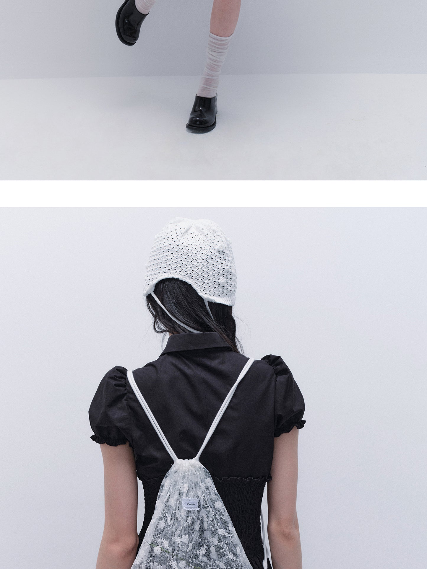 Floral Sheer Lace Drawstring Backpack