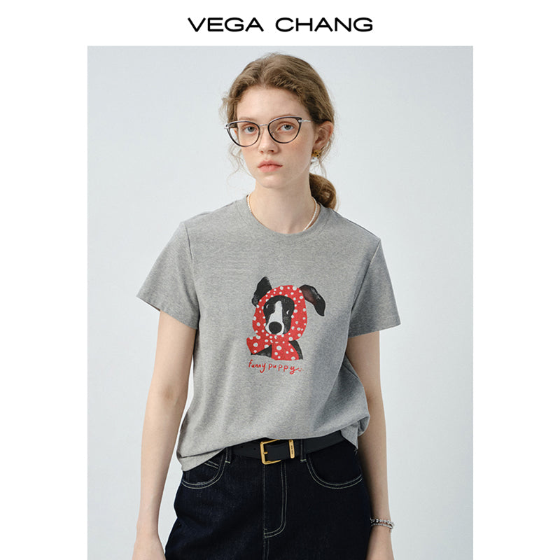 Puppy-In-Scarf Printed T-Shirt