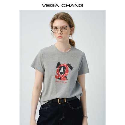 Puppy-In-Scarf Printed T-Shirt