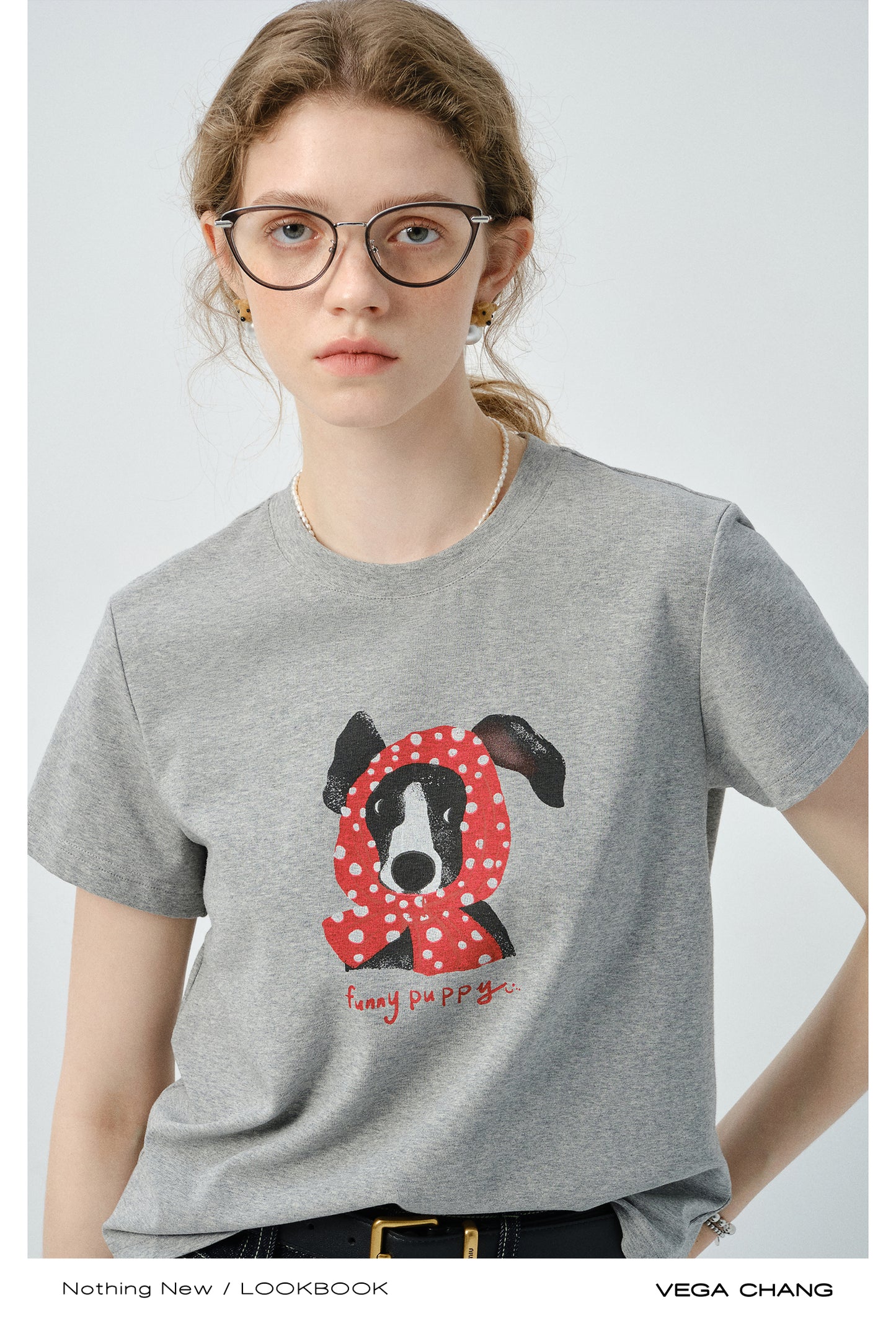 Puppy-In-Scarf Printed T-Shirt