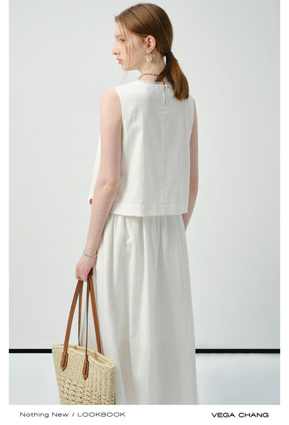 Sleeveless Faux Two-Piece Dress With Beaded Detail