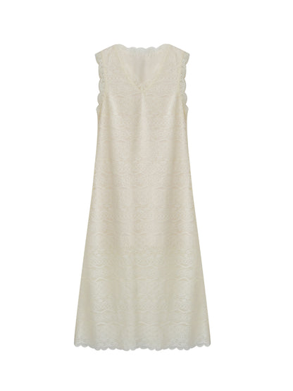 Sheer Floral Lace Sleeveless Maxi Dress