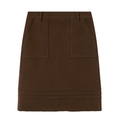 Wavy Edge Faux Leather Straight Midi Skirt