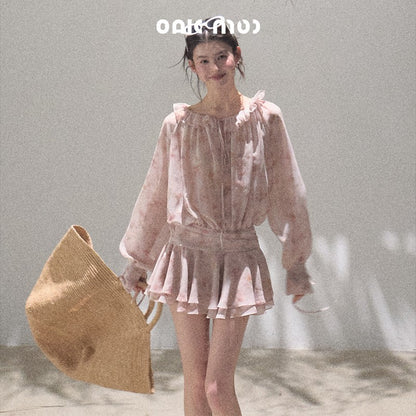 Smudge Print Fluid Chiffon Dress