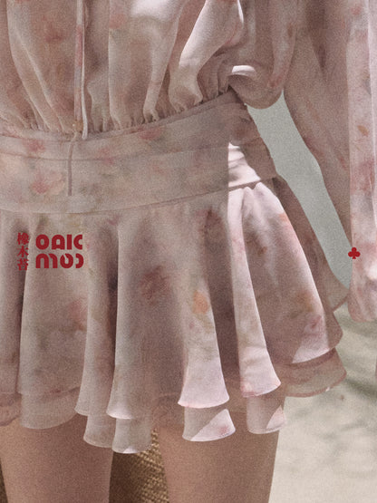 Smudge Print Fluid Chiffon Dress