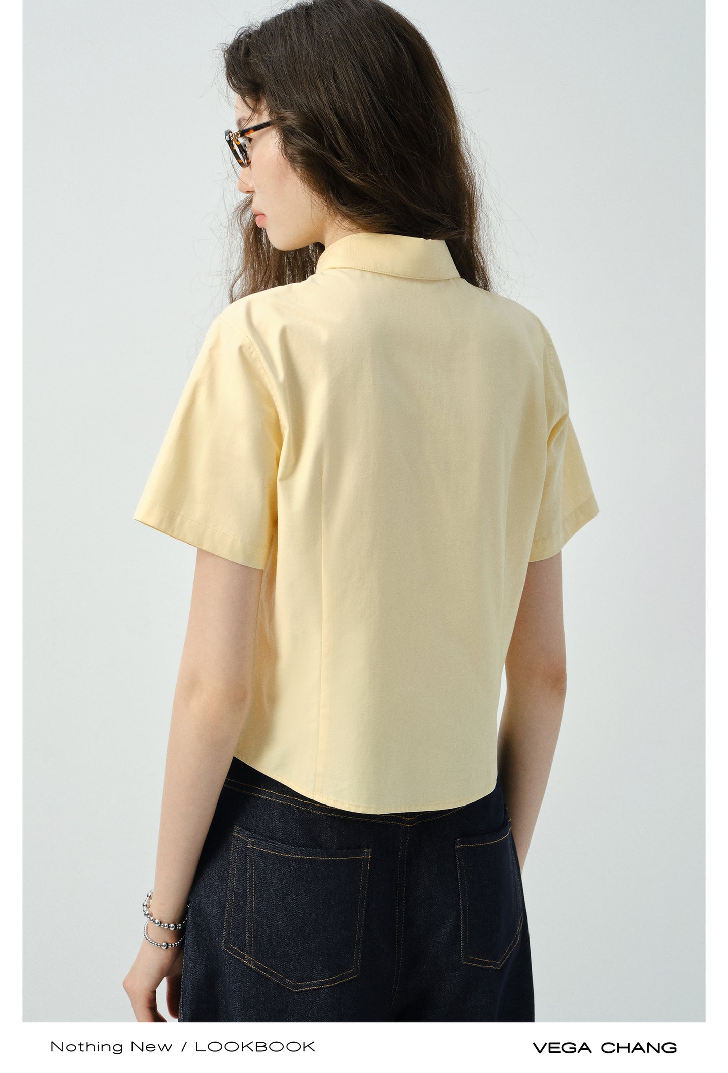 Round Collar Short-Sleeve Embroidered Shirt