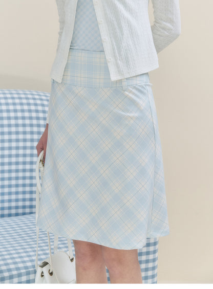 Diamond Plaid A-Line Skirt In 2 Lengths