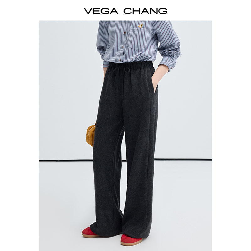 Relaxed Fit Acetate-Wool Blend Pants